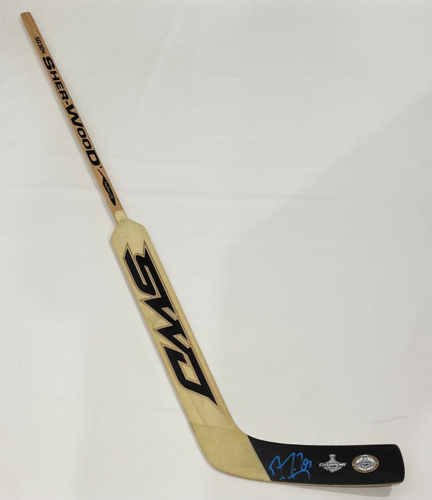 MARC-ANDRE FLEURY SIGNED GOALIE STICK PITTSBURGH PENGUINS STANLEY CUP PROOF