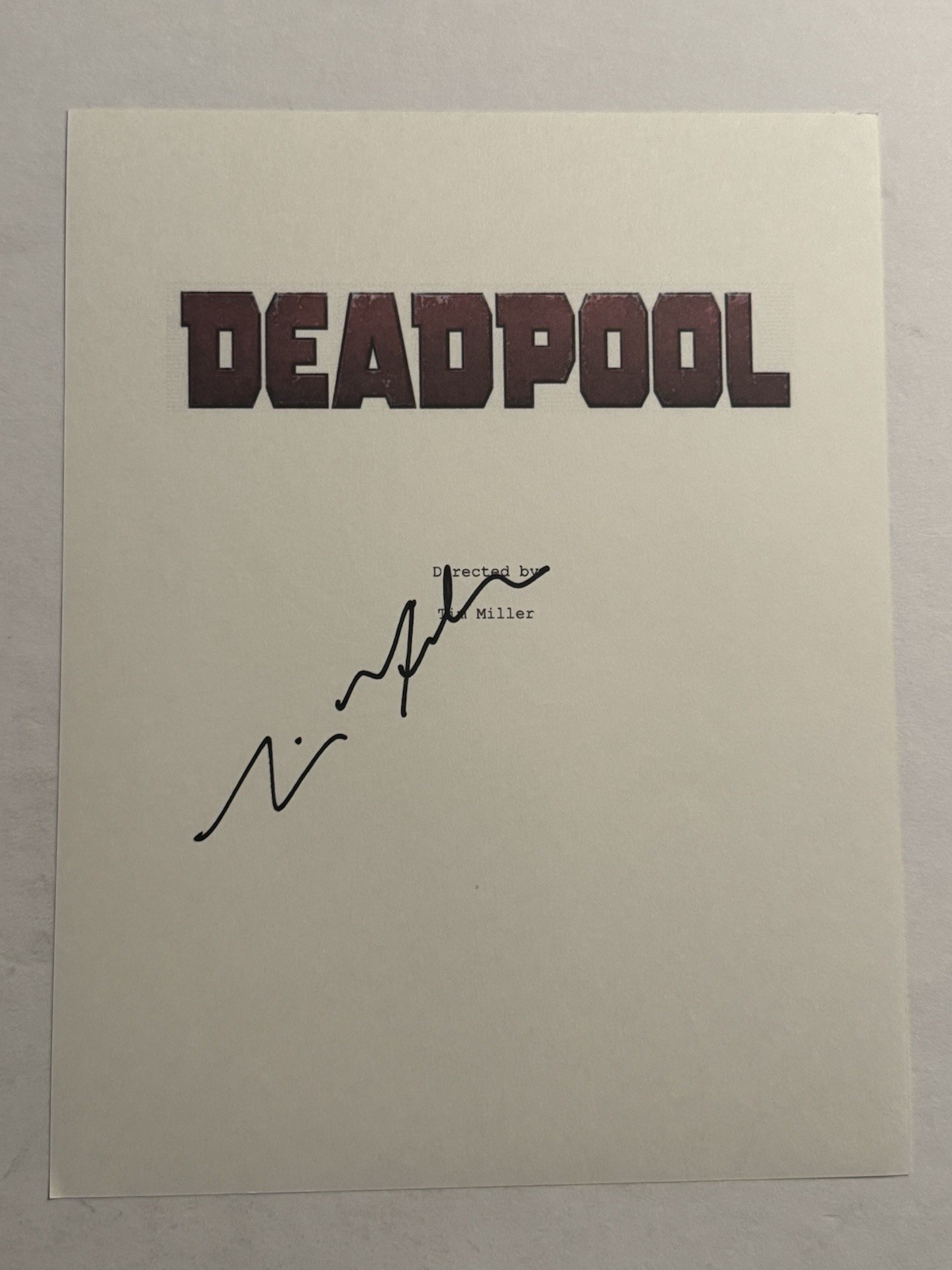 TIM MILLER SIGNED SCRIPT COVER AUTOGRAPHED DEADPOOL MOVIR DIRECTOR COA