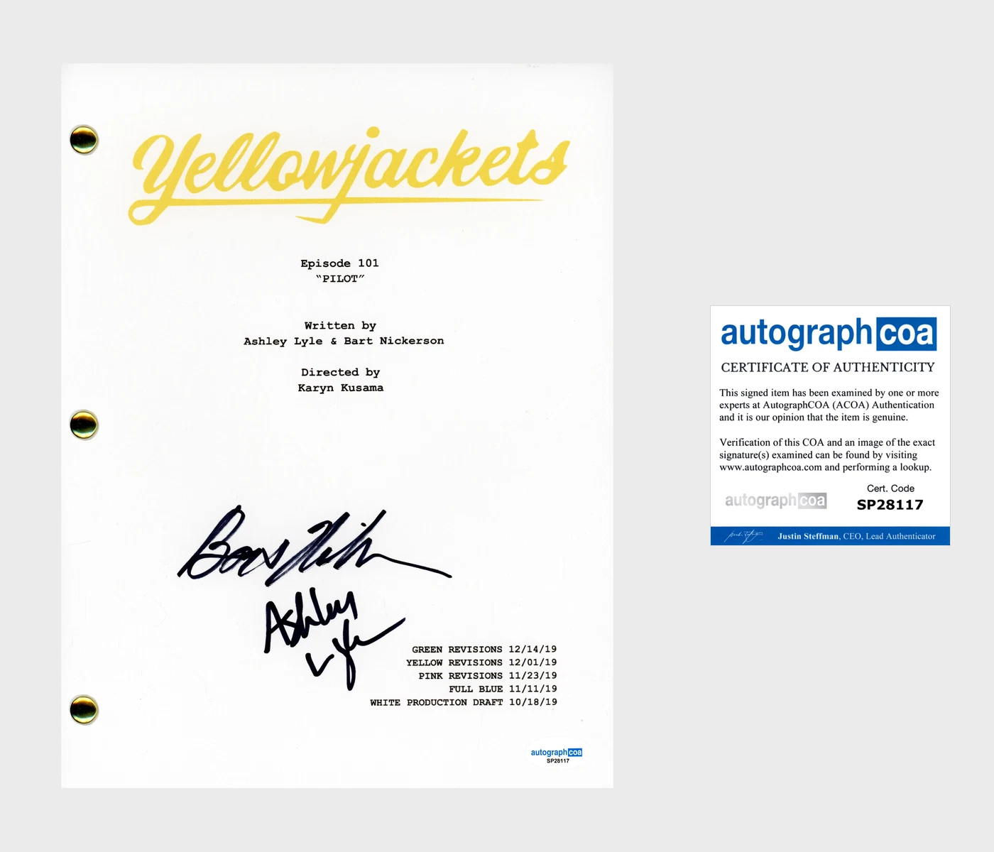Bart Nickerson & Ashley Lyle 'Yellowjackets' Creators Signed Full Script ACOA