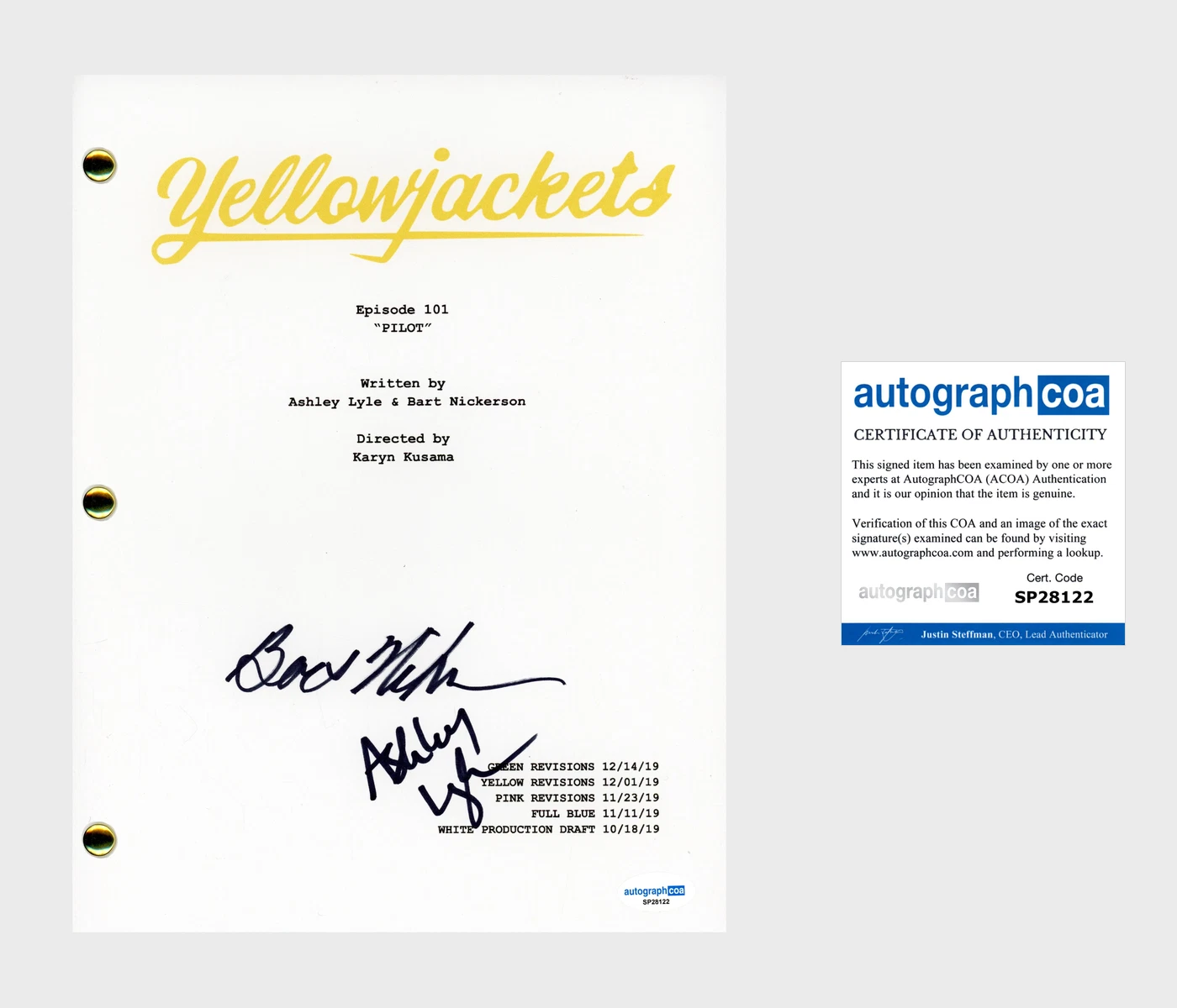 Bart Nickerson & Ashley Lyle 'Yellowjackets' Creators Signed Full Script ACOA