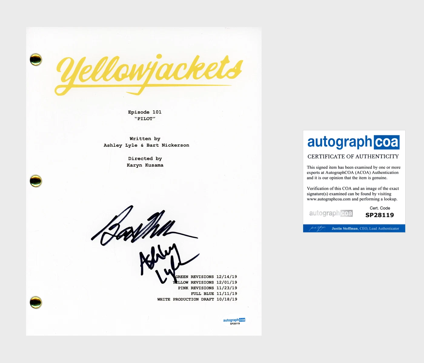 Bart Nickerson & Ashley Lyle 'Yellowjackets' Creators Signed Full Script ACOA