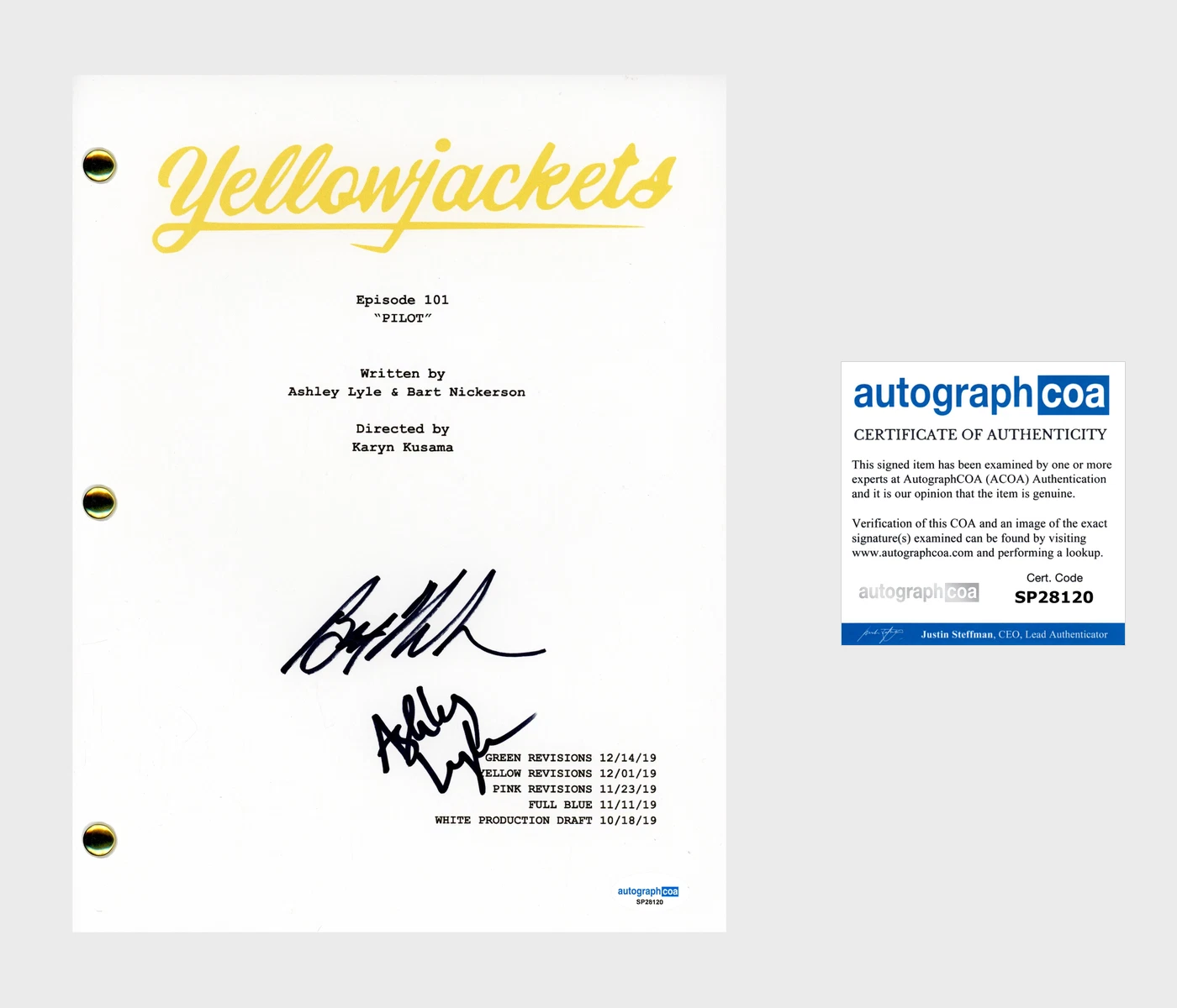 Bart Nickerson & Ashley Lyle 'Yellowjackets' Creators Signed Full Script ACOA