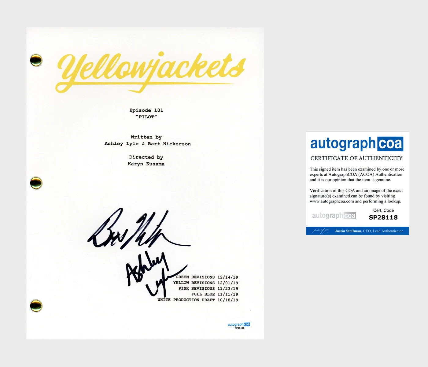 Bart Nickerson & Ashley Lyle 'Yellowjackets' Creators Signed Full Script ACOA