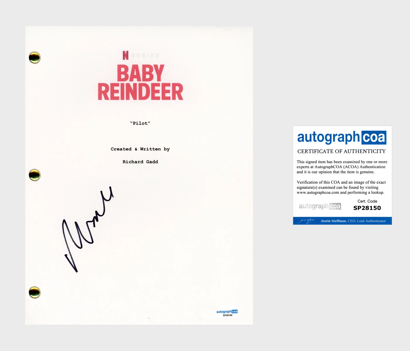 Richard Gadd ‘Baby Reindeer’ Signed Full Pilot Episode Script Screenplay ACOA