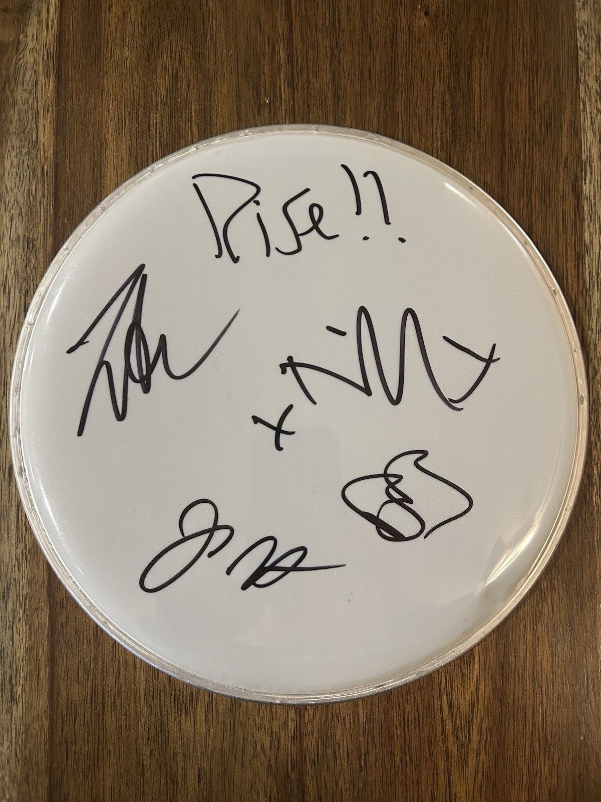 ‘Rise Against’ Full Band Signed 10” Drumhead ‘Tim Mcllrath +3’
