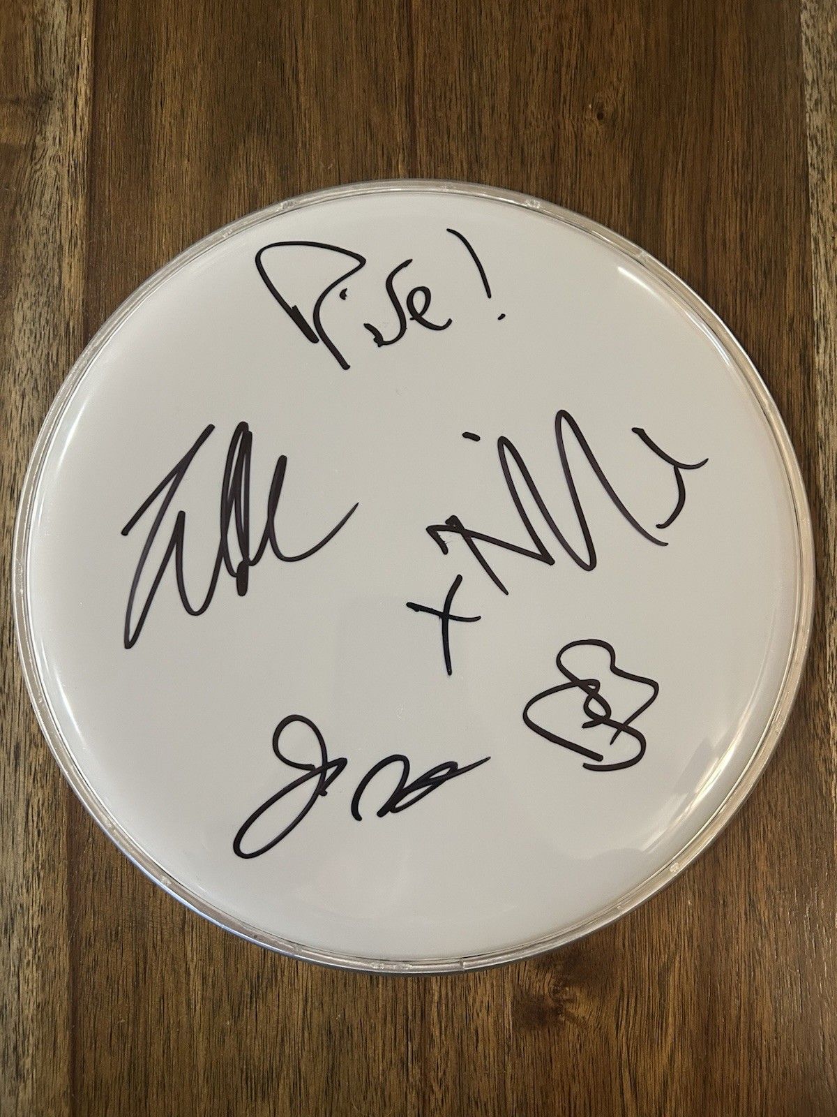 ‘Rise Against’ Full Band Signed 10” Drumhead ‘Tim Mcllrath +3’