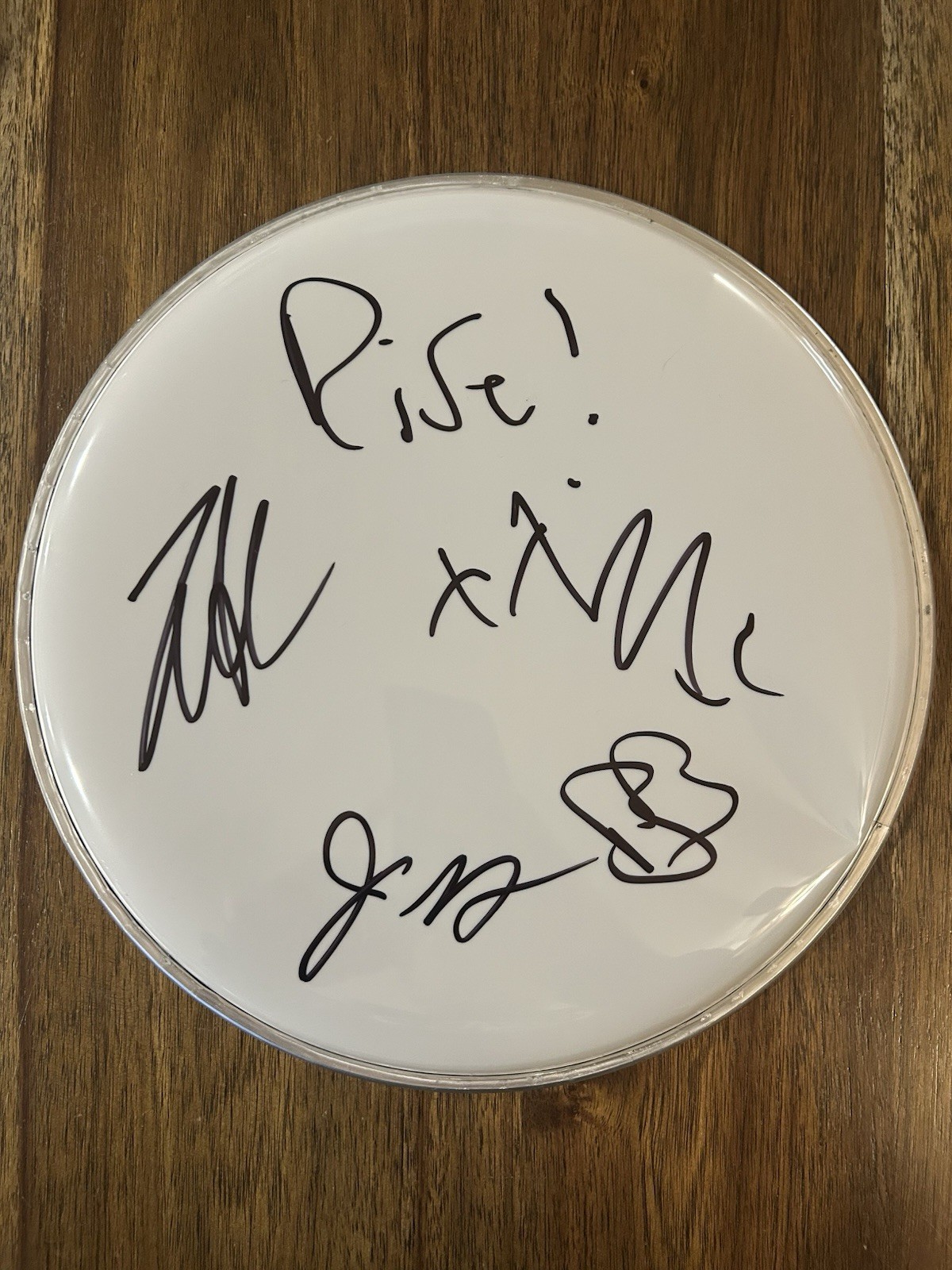 ‘Rise Against’ Full Band Signed 10” Drumhead ‘Tim Mcllrath +3’