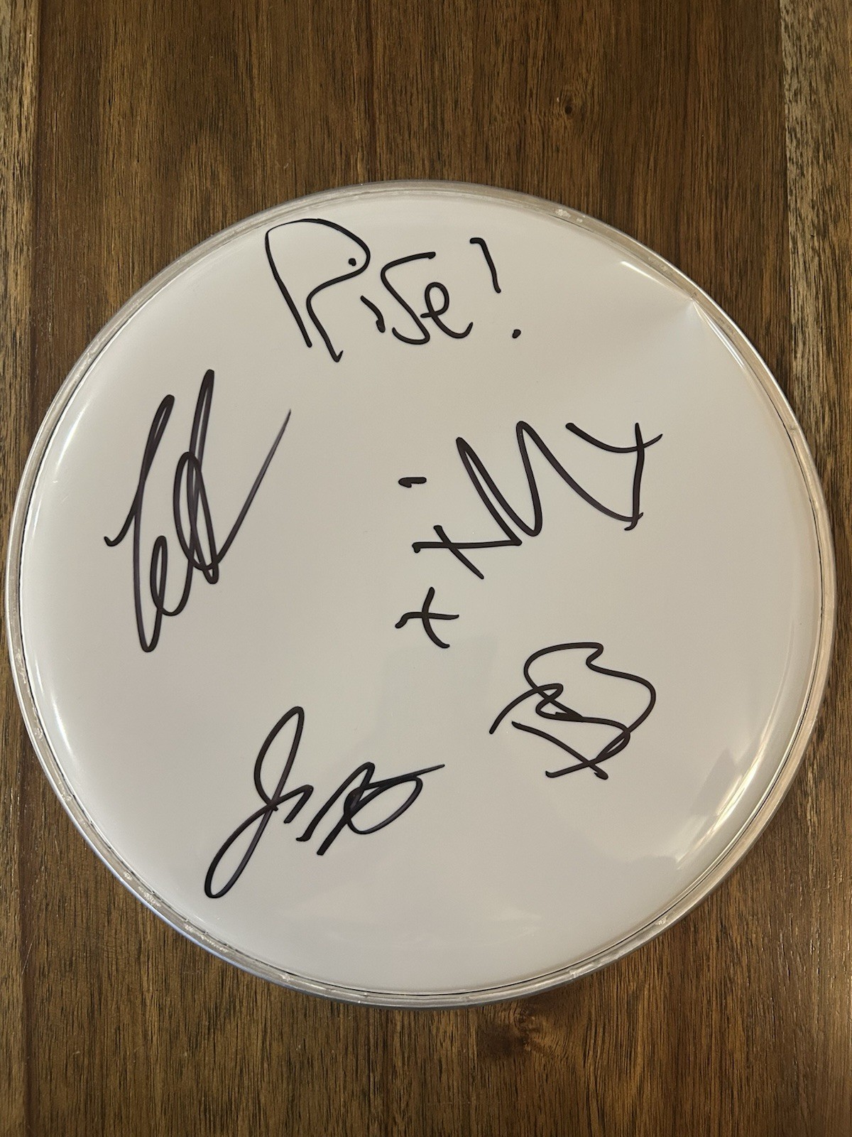 ‘Rise Against’ Full Band Signed 10” Drumhead ‘Tim Mcllrath +3’