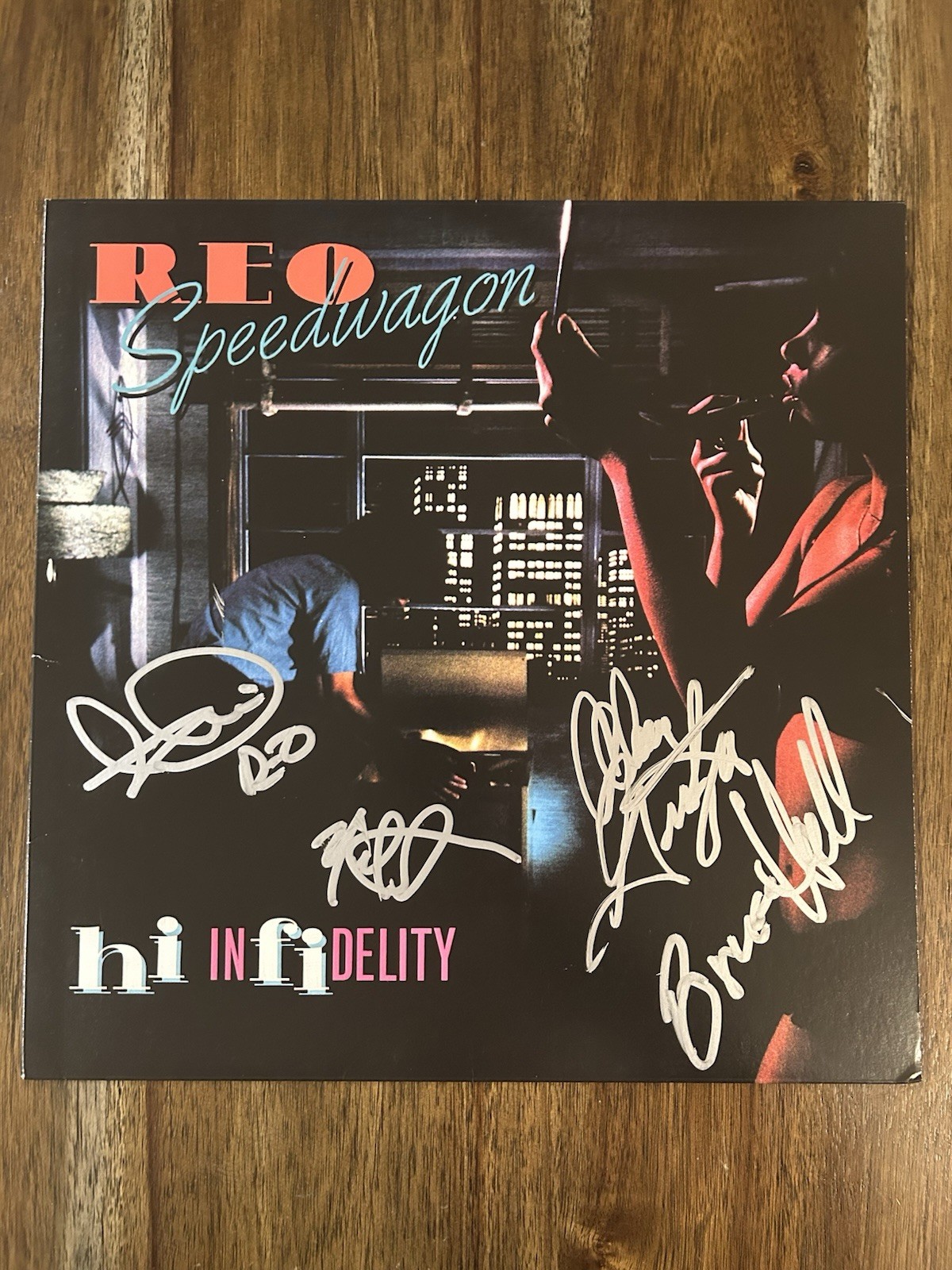 ‘REO Speedwagon’ Band Signed Vinyl Album ‘High Infidelity’ Kevin Cronin +3