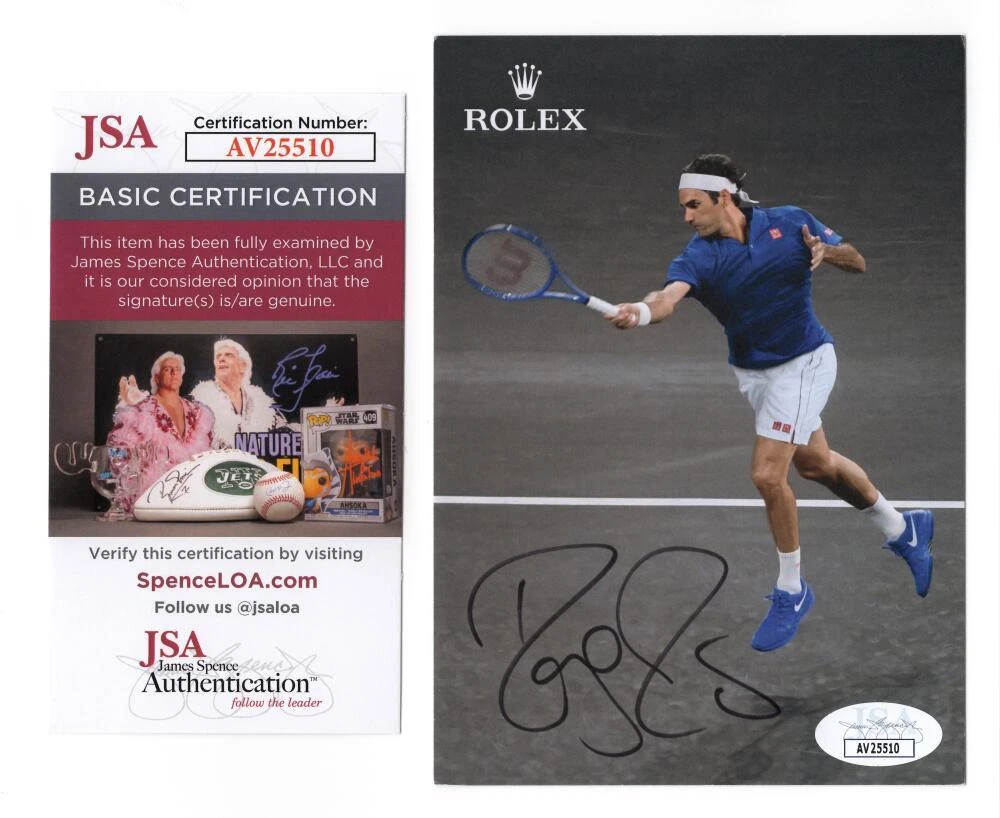 Roger Federer Signed Autograph 4x6 Photo Card - Tennis Legend Champion JSA COA