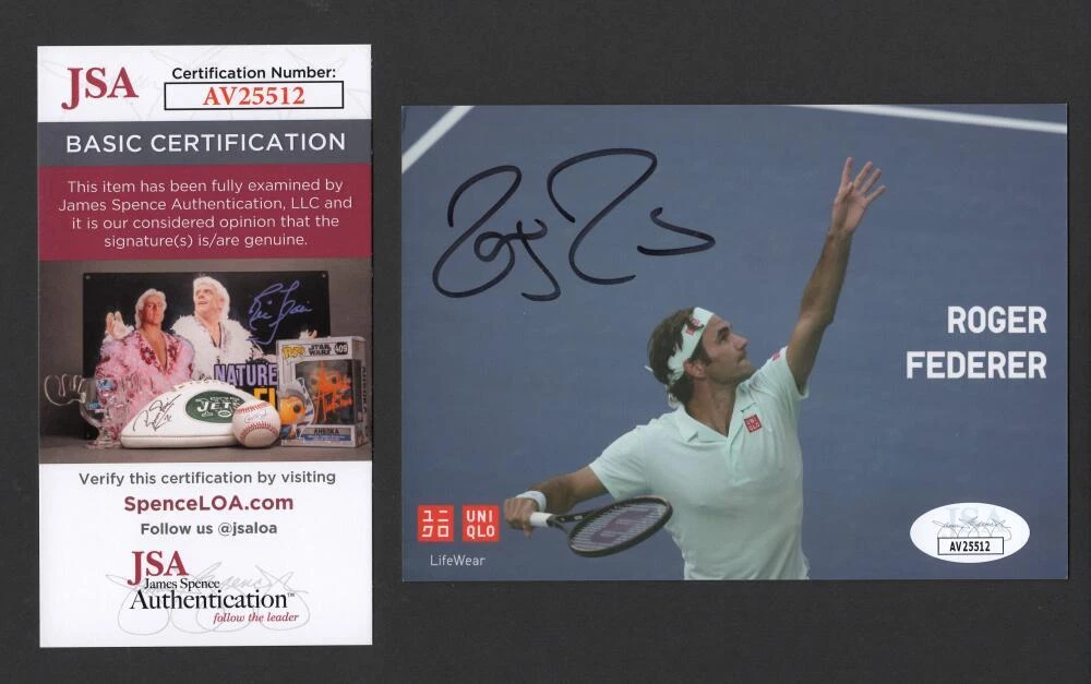 Roger Federer Signed Autograph 4x5.5 Photo Card - Wimbledon Champion w/ JSA COA