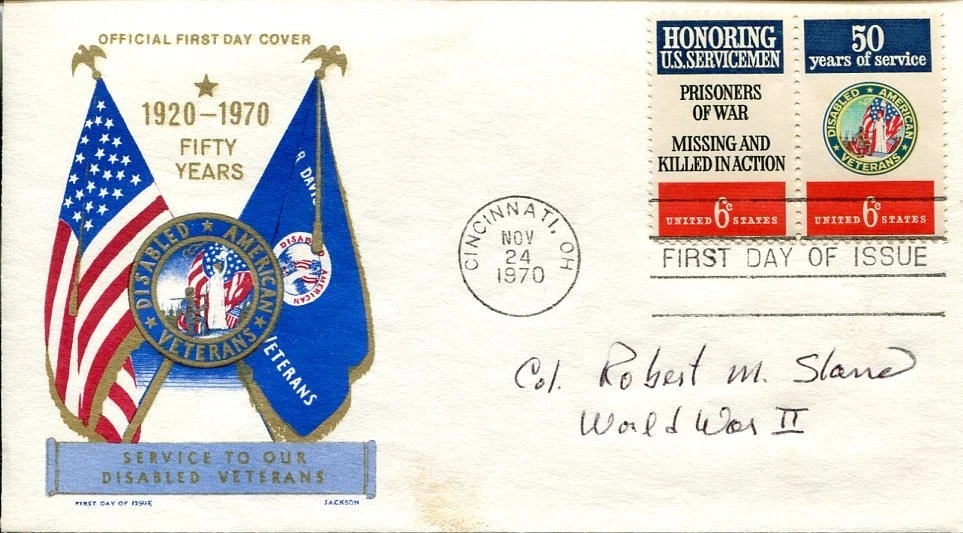 Colonel Robert Slane Army Air Corps Pilot B-17 WWII POW Signed Autograph FDC
