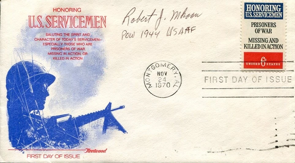 Robert Mhoon Army Air Forces 348th BS Ploesti WWII POW Signed Autograph FDC
