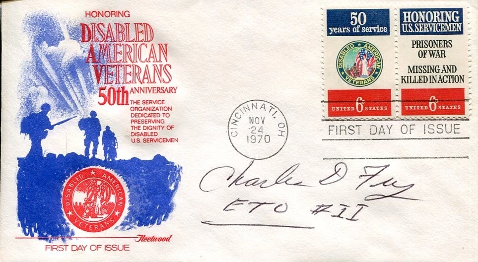 Charles D Fry US Army WWII War POW Stalag 4D Torgau Prussia Signed Autograph FDC