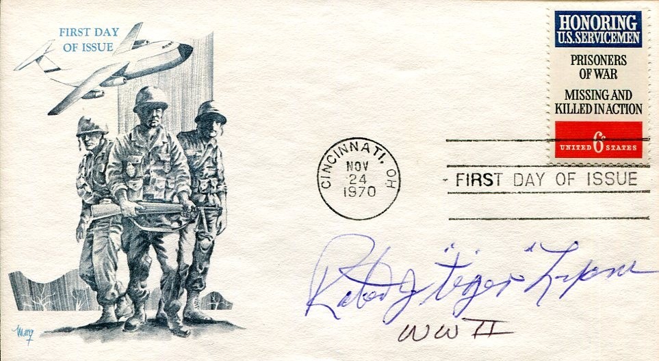 Robert Tiger Lyons US Army WWII War POW Signed Autograph FDC