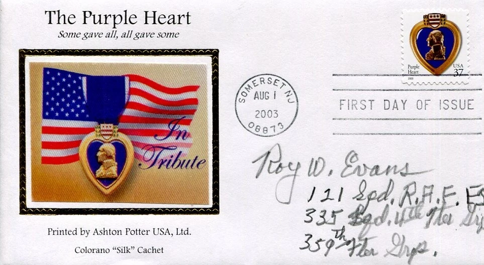 Roy William Evans US & RAF WWII War Ace Fighter Pilot POW Signed Autograph FDC