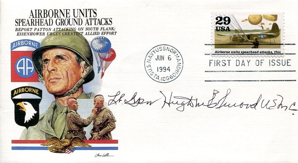 General Hugh Elwood USMC VMF-212 WWII War Ace Fighter Pilot Signed Autograph FDC