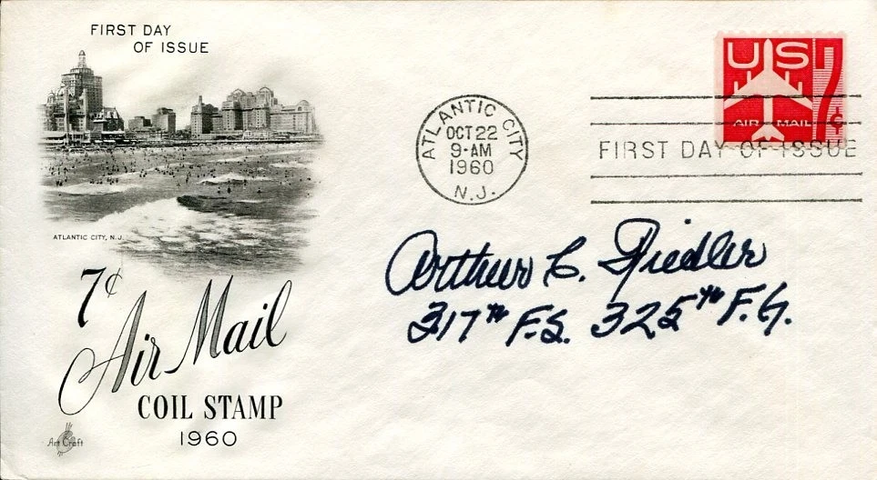 Arthur C. Fiedler P-51 325 Group WWII War Ace Fighter Pilot Signed Autograph FDC
