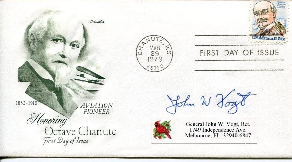 General John W. Vogt Jr. WWII War Fighter Pilot Ace Signed Autograph FDC