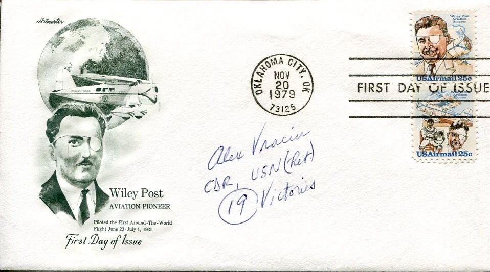 Alexander Alex Vraciu WWII War Fighter Pilot Ace Navy Cross Signed Autograph FDC