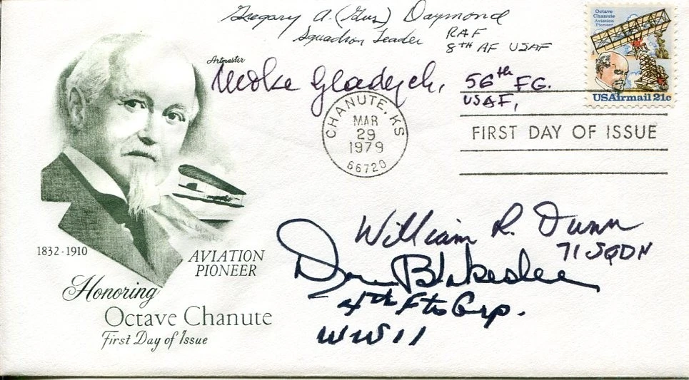 Gus Daymond Boleslaw Gladych Donald Blakeslee Dunn WWII War Ace Signed Autograph