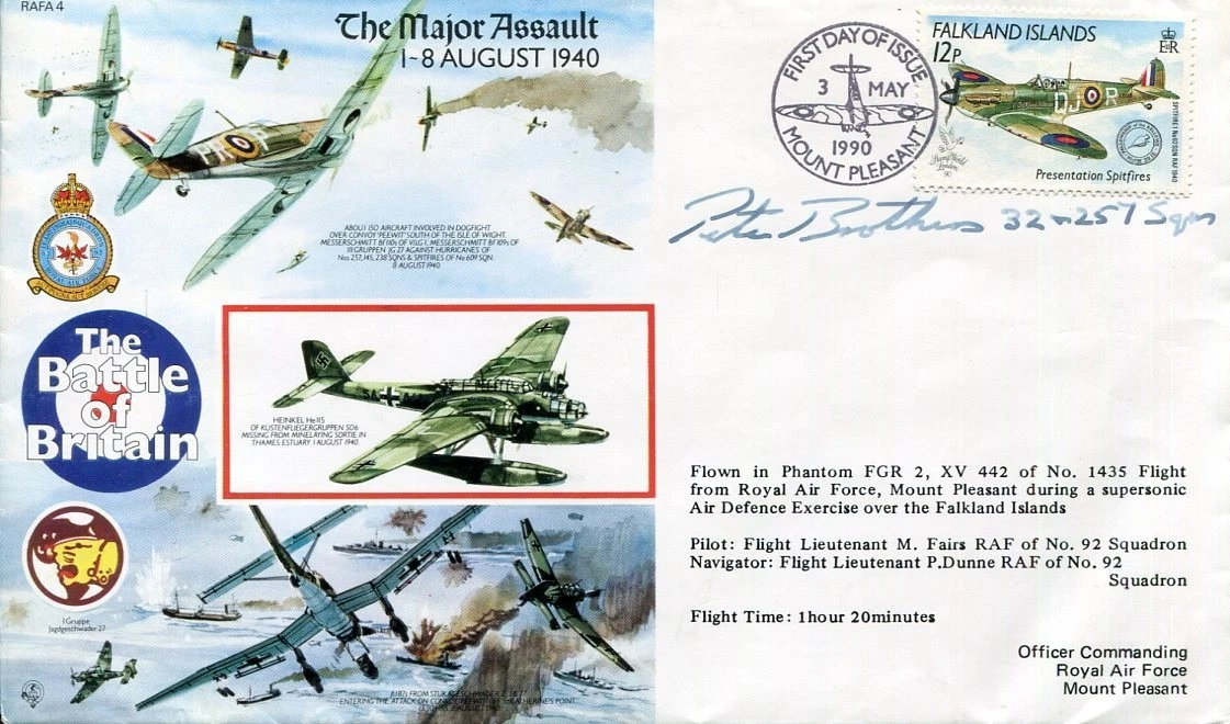 Peter Brothers RAF WWII War Ace Fighter Battle of Britain Signed Autograph FDC