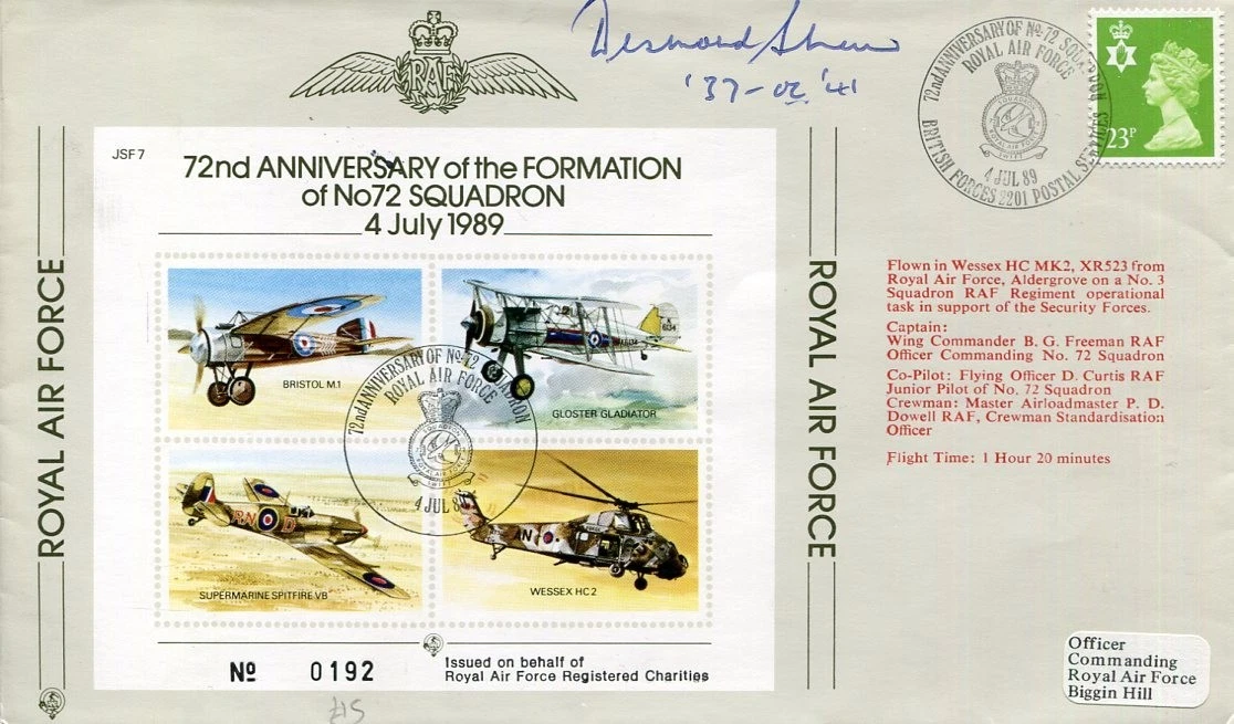 Desmond Sheen RAF WWII War Ace Fighter Battle of Britain Signed Autograph FDC