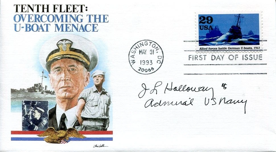 Admiral James Holloway III WWII War Chief of Naval Operations Signed Autograph