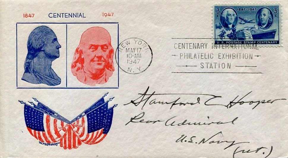 Admiral Stanford Caldwell Hooper WWII War Father of Naval Radio Signed Autograph