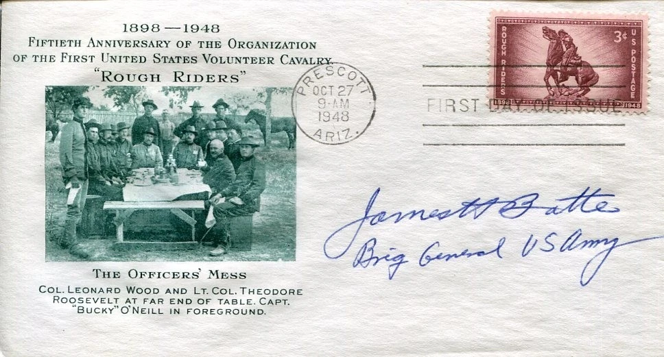 General James H. Batte WWII War Battalion Commander D-Day Signed Autograph