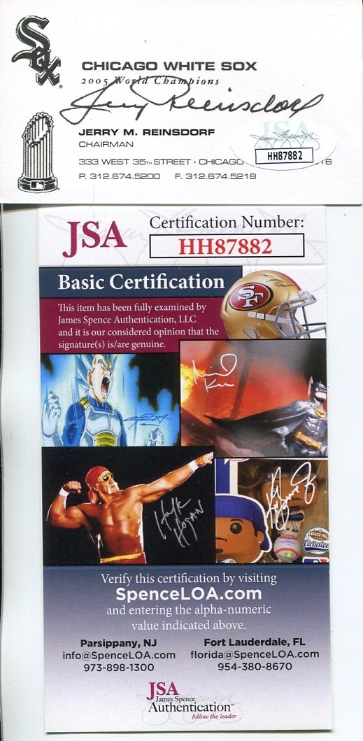 Jerry Reinsdorf Chicago Bulls White Sox Owner Signed Autograph Business Card JSA