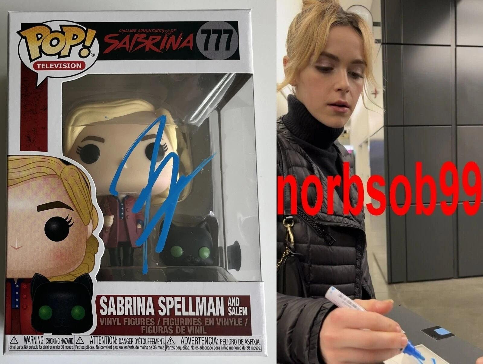 KIERNAN SHIPKA SABRINA SPELLMAN SIGNED POP FUNKO 777 w/EXACT PROOF & BECKETT COA