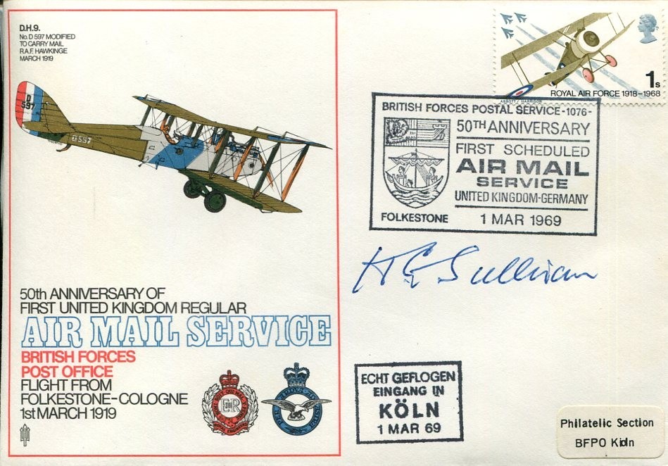 Wing Commander Gerald Sullivan RAF WWII War DH 9 Pilot POW Signed Autograph