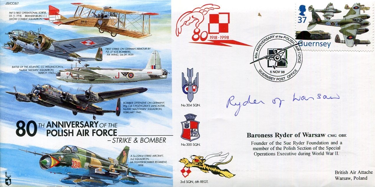 Sue Ryder Baroness Ryder of Warsaw Polish Air Force WWII Volunt Signed Autograph