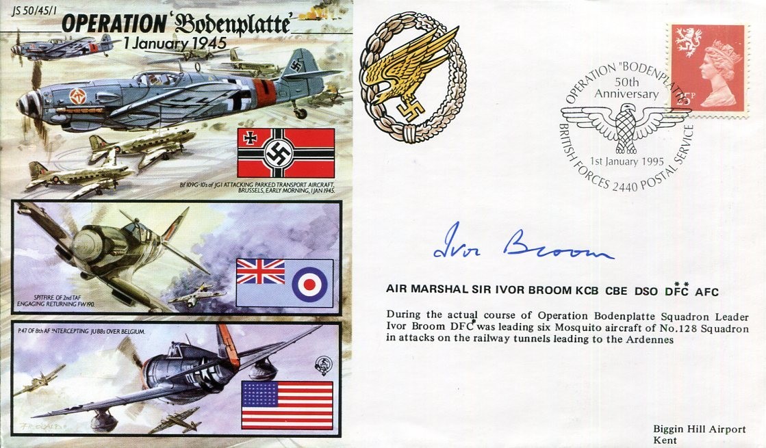 Air Marshal Sir Ivor Broom RAF WWII War Fighter Pilot No 163 Sq Signed Autograph