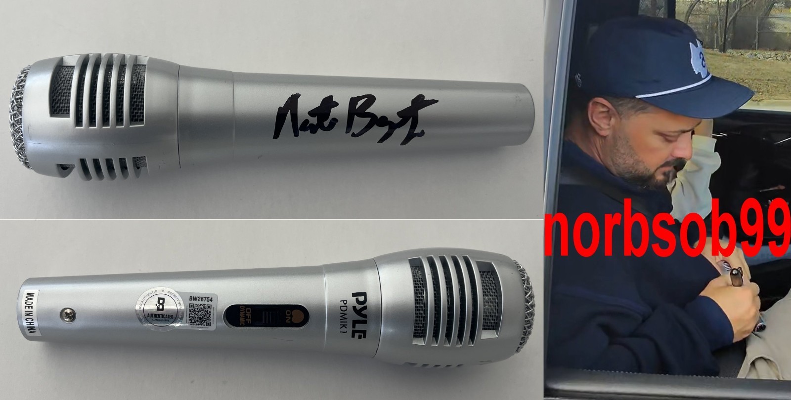 NATE BARGATZE SIGNED AUTOGRAPH MICROPHONE w/EXACT VIDEO PROOF & BECKETT BAS COA