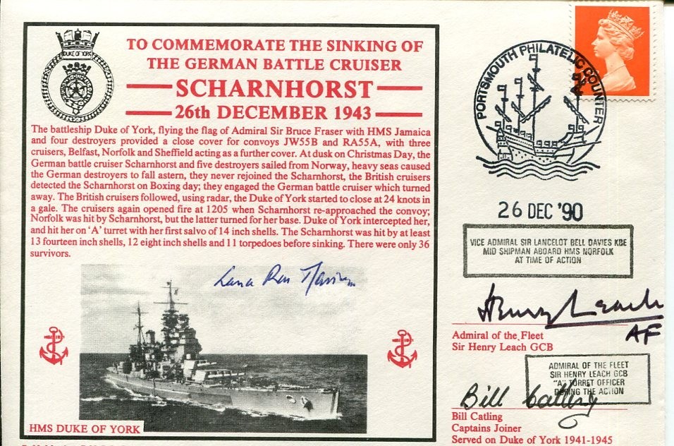 Admiral Lancelot Bell Davies Henry Leach HMS Duke Of York Norfo Signed Autograph