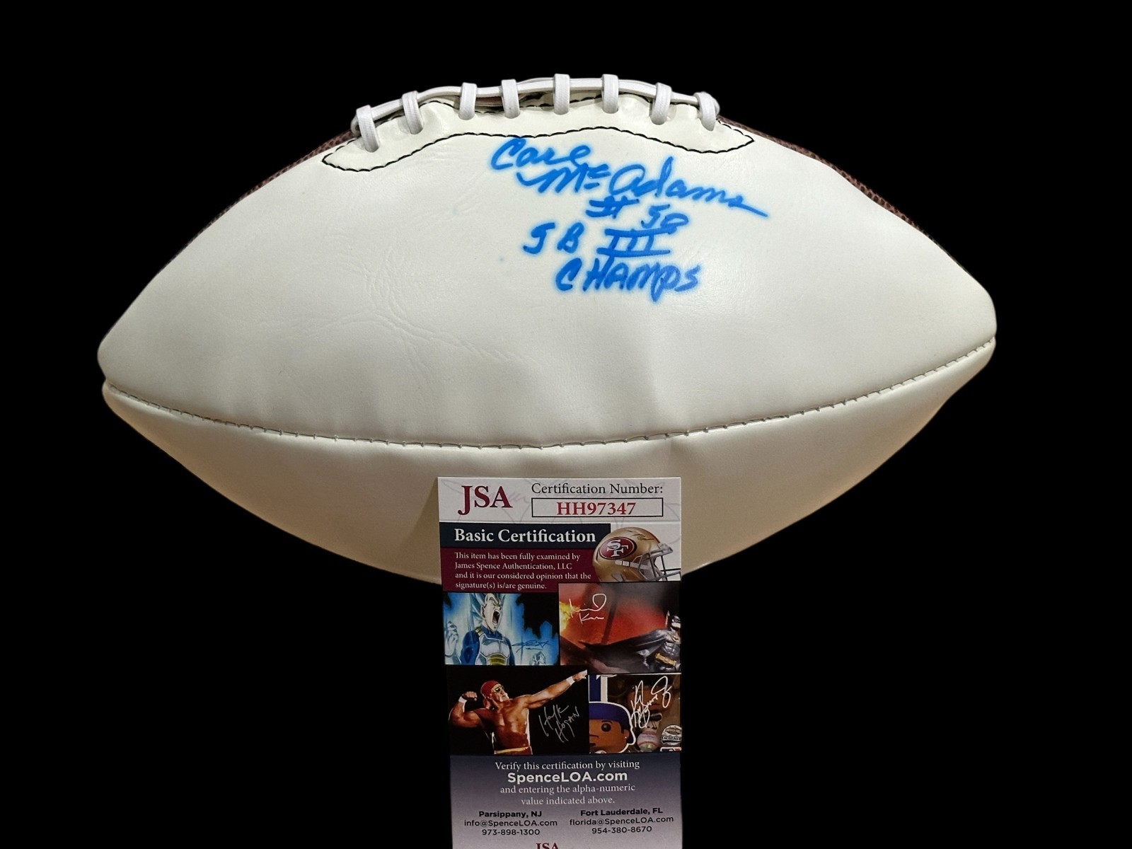 Carl McAdams New York Jets Super Bowl III Champ Signed Autograph Football JSA