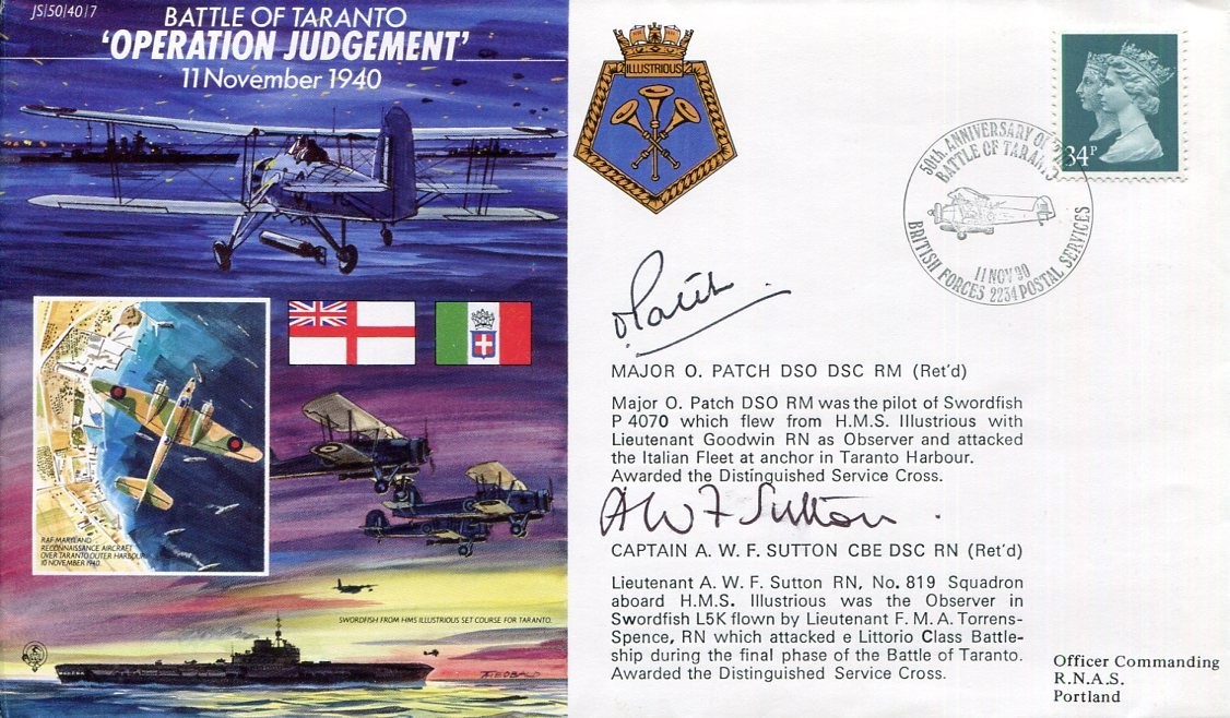 Oliver Patch Alan William Sutton Royal Navy WWII War Taranto Signed Autograph