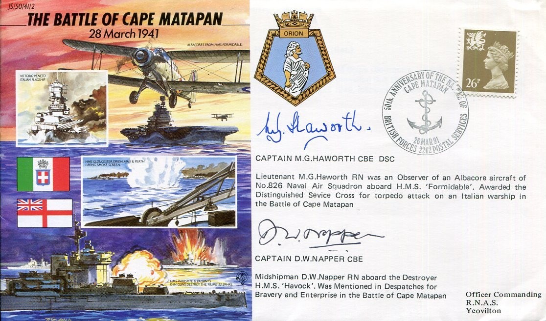 Cap Michael Haworth D.W. Napper WWII War HMS Formidable Havock Signed Autograph