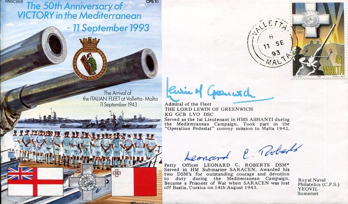 Admiral of the Fleet Terence Lewin WWII War Operation Pedestal Signed Autograph