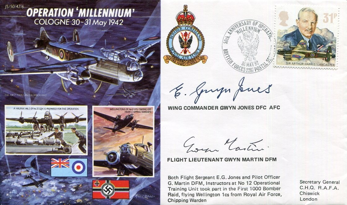 Wing Commander Gwyn Jones Gywn Martin RAF WWII War Millennium Signed Autograph