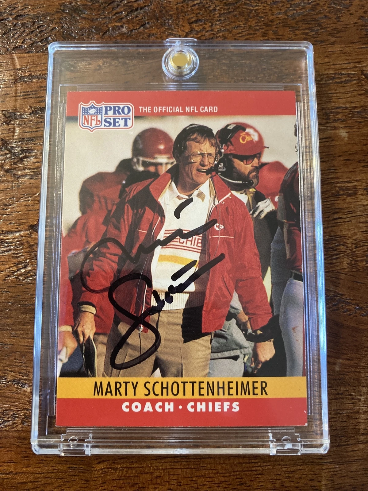 Marty Schottenheimer Signed NFL Pro Set Football Card Psa Dna Coa Chiefs