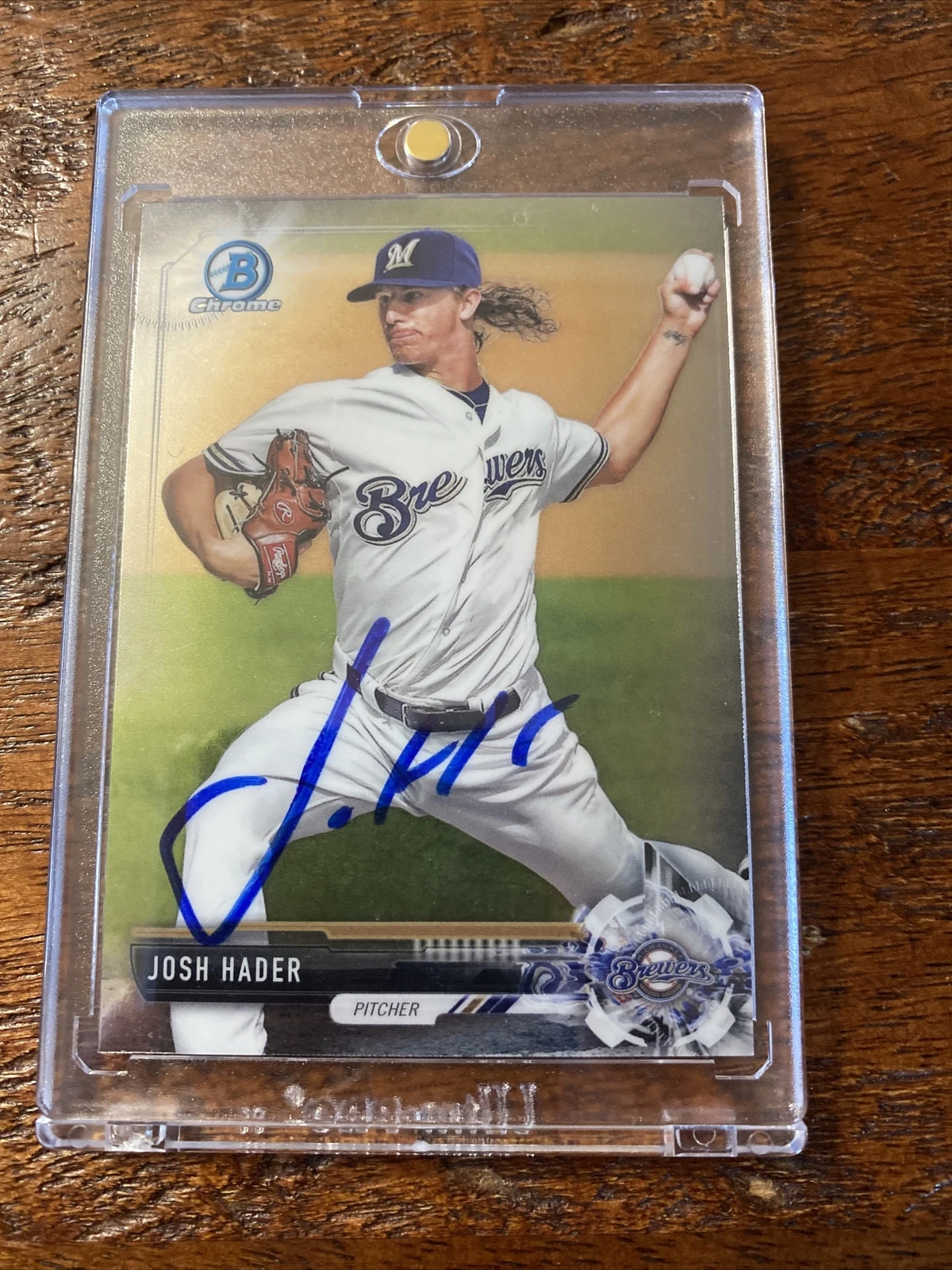 Josh Hader Signed Bowman Chrome Card Psa Dna Coa Brewers Autographed