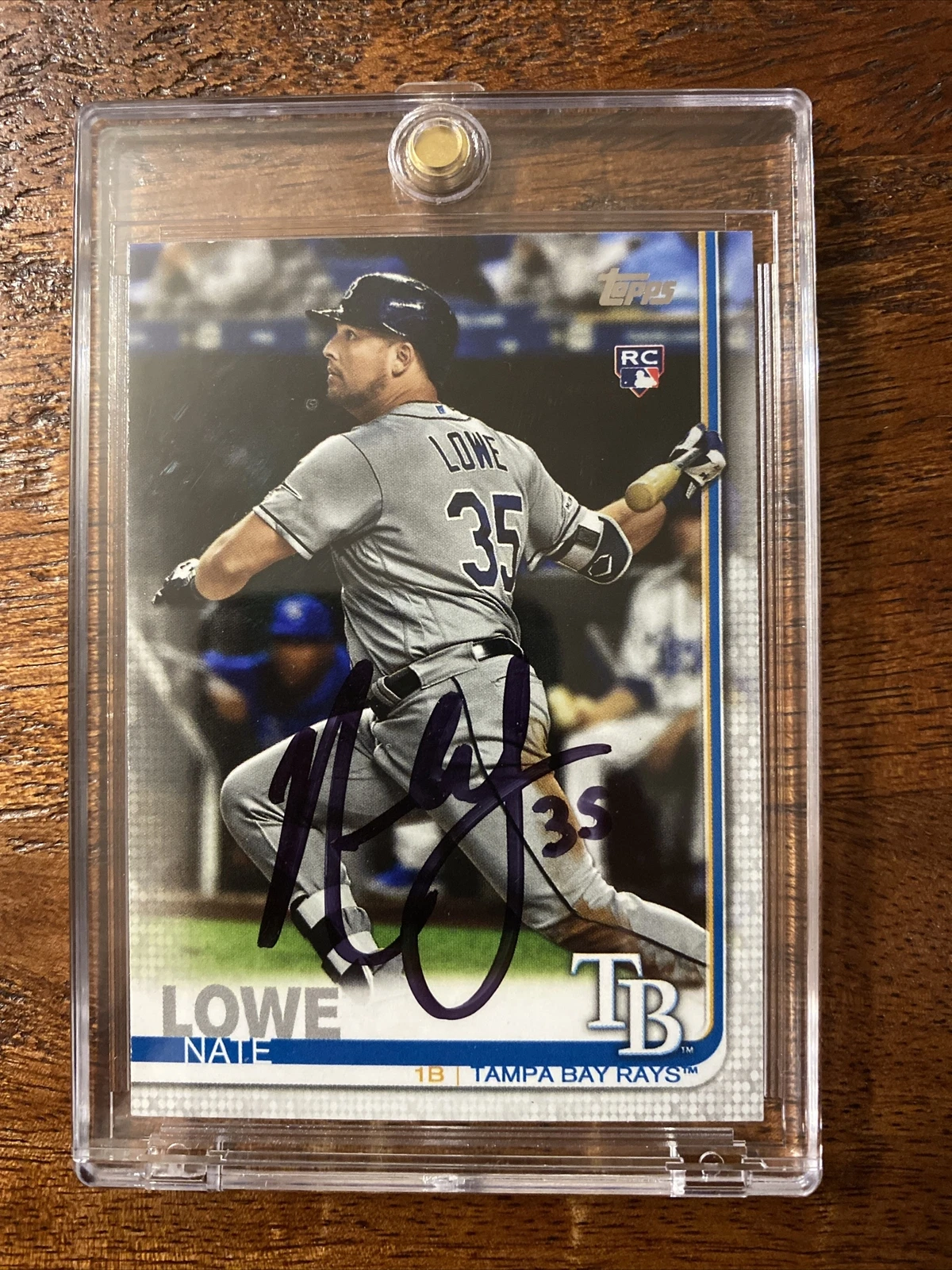 Nate Lowe Signed Topps Rookie Card Psa Dna Coa Autographed Rangers Rays