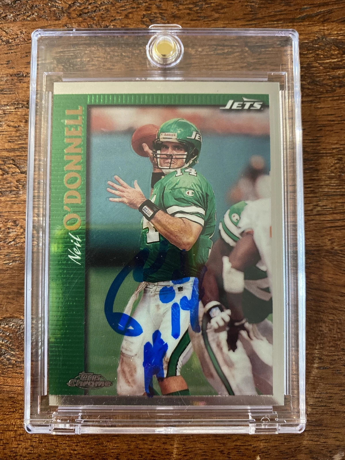 Neil O’Donnell Signed Topps Football Card Psa Dna Coa Autographed New York Jets