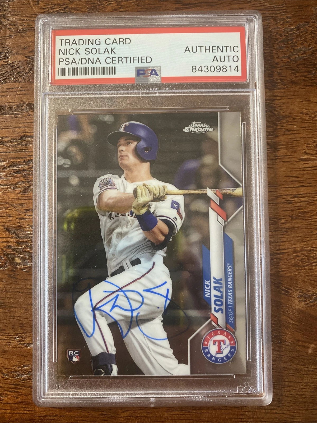 Nick Solak Signed Topps Chrome Card Psa Dna Coa Slabbed Rangers Autographed