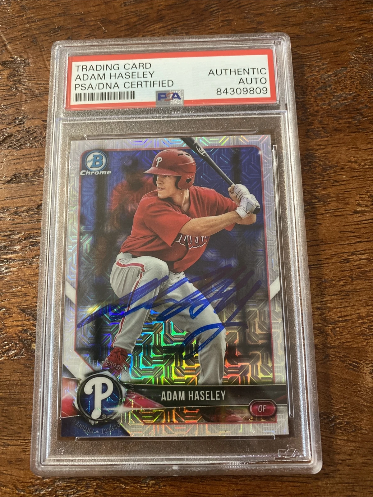 Adam Haseley Signed Bowman Chrome Card Psa Dna Coa Slabbed Phillies Autographed