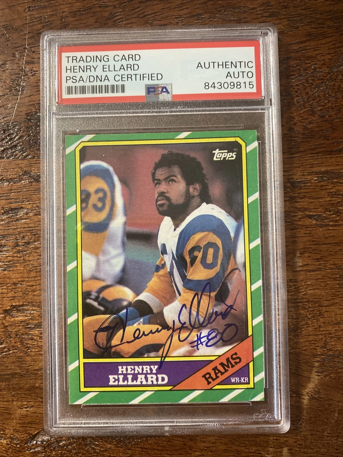 Henry Ellard Signed Topps Card PSA DNA Coa Slabbed Rams Autographed