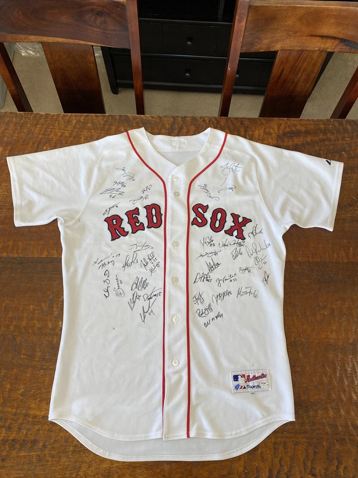 2010 Boston Red Sox Team Signed Jersey PSA DNA Coa David Ortiz Dustin Pedroia